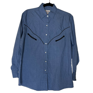 Ely Country Charmer  Blue Cowboy Shirt Size Medium‎ Pearl Buttons